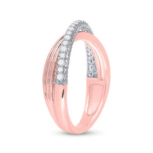 Load image into Gallery viewer, 14kt Two-tone Gold Diamond Crossover Fashion Ring - Side View