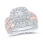 14kt Two-tone Gold Diamond Elegance Bridal Wedding Ring Set Top View from Splendid Jewellery