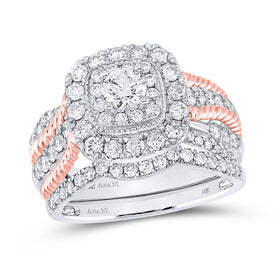 14kt Two-tone Gold Diamond Elegance Bridal Wedding Ring Set Top View from Splendid Jewellery