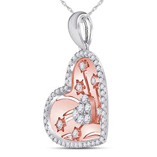 Load image into Gallery viewer, 14kt Two-tone Gold Diamond Floral Cluster Heart Pendant Side View from Splendid Jewellery