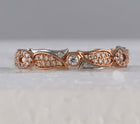 14kt Two-Tone Gold Diamond Flower Band Ring - A Captivating Floral Delight - Front View