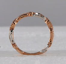 Load image into Gallery viewer, 14kt Two-Tone Gold Diamond Flower Band Ring - A Captivating Floral Delight - Second Side View