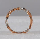 14kt Two-Tone Gold Diamond Flower Band Ring - A Captivating Floral Delight - Second Side View