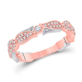 14kt Two-Tone Gold Diamond Flower Band Ring - A Captivating Floral Delight - Top View