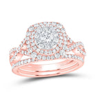 14kt Two - tone Gold Diamond Halo Bridal Wedding Ring Set - Elegance in Harmony - Splendid Jewellery