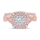 14kt Two - tone Gold Diamond Halo Bridal Wedding Ring Set - Elegance in Harmony - Splendid Jewellery