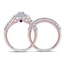 Load image into Gallery viewer, 14kt Two-tone Gold Diamond Halo Bridal Wedding Ring Set - Splendid Elegance - Second Side View