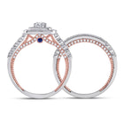 14kt Two-tone Gold Diamond Halo Bridal Wedding Ring Set - Splendid Elegance - Second Side View