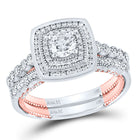 14kt Two-tone Gold Diamond Halo Bridal Wedding Ring Set - Splendid Elegance - Top View
