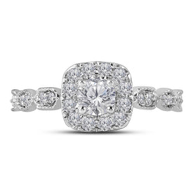 14kt Two - tone Gold Diamond Solitaire Bridal Wedding Engagement Ring with Sapphire Accent - Splendid Jewellery