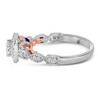 14kt Two-tone Gold Diamond Solitaire Bridal Wedding Engagement Ring with Sapphire Accent - Second Side View