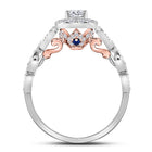 14kt Two-tone Gold Diamond Solitaire Bridal Wedding Engagement Ring with Sapphire Accent - Top View