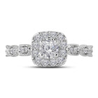 14kt Two-tone Gold Diamond Solitaire Bridal Wedding Engagement Ring with Sapphire Accent - Front View