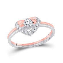 Load image into Gallery viewer, 14kt Two - tone Gold Heart Diamond Bridal Wedding Ring Band Set 1/4 Cttw | Everlasting Love Collection - Splendid Jewellery