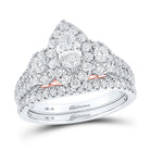 14kt Two - tone Gold Marquise Diamond Bridal Wedding Ring Band Set - A Captivating Symphony of Love - Splendid Jewellery