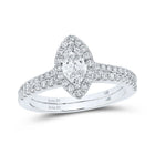 14kt Two - tone Gold Marquise Diamond Halo Bridal Wedding Ring Band Set 1 Cttw | Enchanting Eternity - Splendid Jewellery