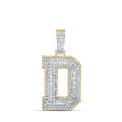 14kt Two - tone Gold Men's Baguette Diamond D Initial Letter Charm Pendant - 2 - 1/3 Cttw - Splendid Jewellery