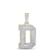 Load image into Gallery viewer, 14kt Two - tone Gold Men's Baguette Diamond D Initial Letter Charm Pendant - 2 - 1/3 Cttw - Splendid Jewellery
