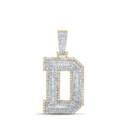 14kt Two - tone Gold Men's Baguette Diamond D Initial Letter Charm Pendant - 2 - 1/3 Cttw - Splendid Jewellery