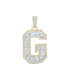 14kt Two - tone Gold Men's Baguette Diamond G Initial Letter Charm Pendant - 1 - 7/8 Cttw | Splendid Jewellery - Splendid Jewellery
