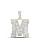 14kt Two - tone Gold Men's Baguette Diamond M Initial Letter Charm Pendant 2 - 7/8 Cttw | Splendid Jewellery - Splendid Jewellery