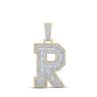 14kt Two - tone Gold Men's Baguette Diamond R Initial Letter Charm Pendant - 2 Cttw | Splendid Jewellery - Splendid Jewellery