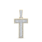 14kt Two - tone Gold Men's Baguette Diamond T Initial Letter Charm Pendant - 1 - 3/8 Cttw | Splendid Jewellery - Splendid Jewellery