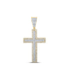 14kt Two - tone Gold Men's Diamond Cross Charm Pendant - 3/4 Cttw - Splendid Jewellery
