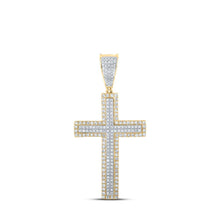 Load image into Gallery viewer, 14kt Two - tone Gold Men's Diamond Cross Charm Pendant - 3/4 Cttw - Splendid Jewellery