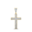 14kt Two - tone Gold Men's Diamond Cross Charm Pendant - 3/4 Cttw - Splendid Jewellery