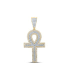 14kt Two - tone Gold Men's Diamond Cross Charm Pendant - 7/8 Cttw - Splendid Jewellery