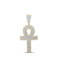 Load image into Gallery viewer, 14kt Two - tone Gold Men's Diamond Cross Charm Pendant - 7/8 Cttw - Splendid Jewellery