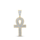 14kt Two - tone Gold Men's Diamond Cross Charm Pendant - 7/8 Cttw - Splendid Jewellery
