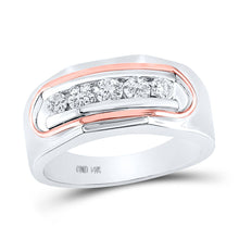 Load image into Gallery viewer, 14kt Two-tone Gold Men&#39;s Diamond Faceted Single Row Band Ring 3/4 Cttw - Splendid Jewellery - Top View