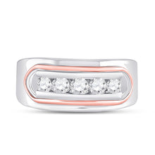 Load image into Gallery viewer, 14kt Two-tone Gold Men&#39;s Diamond Faceted Single Row Band Ring 3/4 Cttw - Splendid Jewellery - Front View