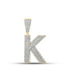 14kt Two - tone Gold Men's Diamond K Initial Letter Charm Pendant - 7/8 Cttw | Splendid Jewellery - Splendid Jewellery