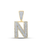 14kt Two - tone Gold Men's Diamond N Initial Letter Charm Pendant - 7/8 Cttw | Splendid Jewellery - Splendid Jewellery