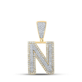 14kt Two - tone Gold Men's Diamond N Initial Letter Charm Pendant - 7/8 Cttw | Splendid Jewellery - Splendid Jewellery