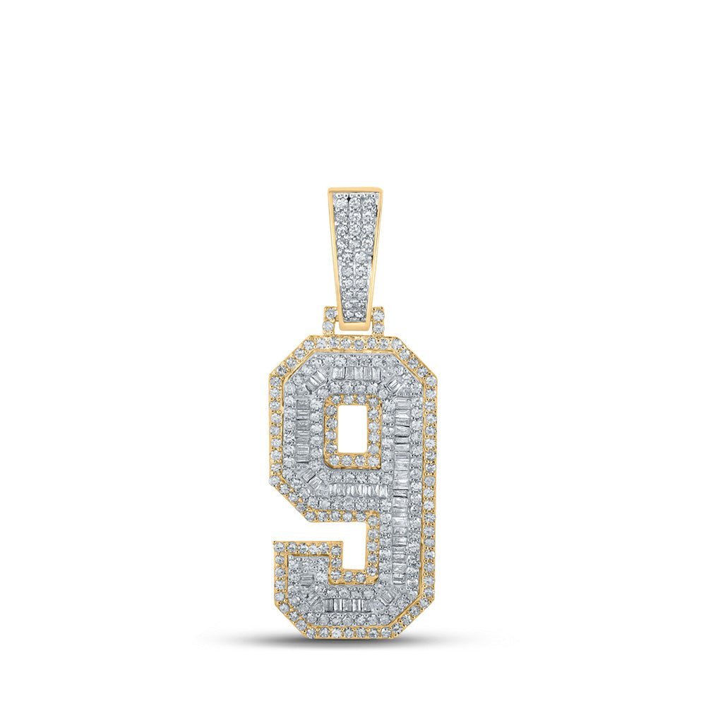 14kt Two - tone Gold Men's Diamond Number 9 Charm Pendant - 1 - 5/8 Cttw | Splendid Jewellery - Splendid Jewellery