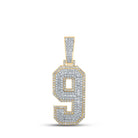 14kt Two - tone Gold Men's Diamond Number 9 Charm Pendant - 1 - 5/8 Cttw | Splendid Jewellery - Splendid Jewellery
