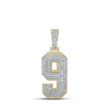 Load image into Gallery viewer, 14kt Two - tone Gold Men's Diamond Number 9 Charm Pendant - 1 - 5/8 Cttw | Splendid Jewellery - Splendid Jewellery