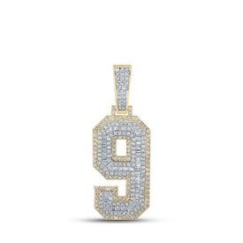 14kt Two - tone Gold Men's Diamond Number 9 Charm Pendant - 1 - 5/8 Cttw | Splendid Jewellery - Splendid Jewellery