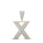 14kt Two - tone Gold Men's Diamond X Initial Letter Charm Pendant - 7/8 Cttw | Splendid Jewellery - Splendid Jewellery