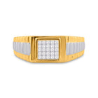 14kt Two - tone Gold Mens Princess Diamond Ribbed Cluster Ring 1/4 Cttw - A Majestic Statement of Masculine Elegance - Splendid Jewellery