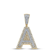 Load image into Gallery viewer, 14kt Two - tone Gold Men's Round Diamond A Initial Letter Charm Pendant - 3/4 Cttw | Splendid Jewellery - Splendid Jewellery