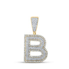 14kt Two - tone Gold Men's Round Diamond B Initial Letter Charm Pendant - 1 Cttw - Splendid Jewellery