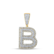 Load image into Gallery viewer, 14kt Two - tone Gold Men's Round Diamond B Initial Letter Charm Pendant - 1 Cttw - Splendid Jewellery