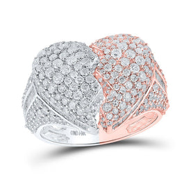 14kt Two - tone Gold Mens Round Diamond Broken Heart Ring - A Captivating Symbol of Love and Style! - Splendid Jewellery