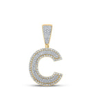 14kt Two - tone Gold Men's Round Diamond C Initial Letter Charm Pendant - 3/4 Cttw | Splendid Jewellery - Splendid Jewellery