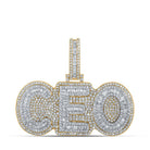 14kt Two - tone Gold Men's Round Diamond CEO Charm Pendant - 2 - 1/3 Cttw - Splendid Jewellery